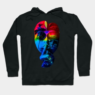 A blue red Bali face mask cut out Hoodie